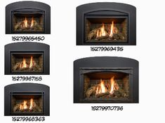 the different types of fireplaces are shown in this image, and each has their own fire