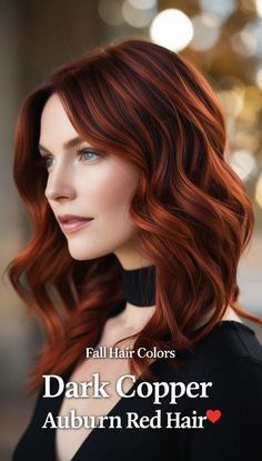 Visit for - Stylish Fall Hair Colors Dark Copper Sleek Straight Lob for Modern Women Dark Copper Balayage, Easy Hairdo, Straight Lob, Auburn Red Hair, Pretty Red Hair