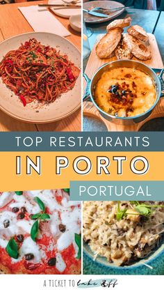 the top restaurants in porto, portugal with text overlay that reads top restaurants in portog