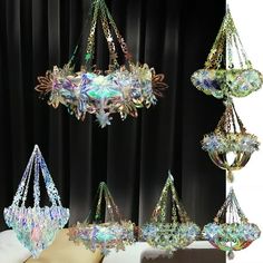 an assortment of chandeliers hanging from the ceiling