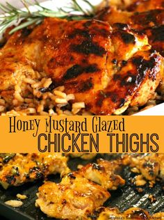 honey mustard glazed chicken thighs on a grill