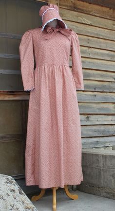 Pioneer & LDS Trek Clothes | Pioneer Dress w/matching Prairie Bonnet. Trek, Parade, Reenactments or Historical Site position. 100% Cotton.Sizes XXS-3XL Regular to Plus Size Classic Fitted Long Sleeve Prairie Dress, Fitted Long Sleeve Cotton Prairie Dress, Fitted Cotton Sets For Daywear, Fitted Peasant Prairie Dress, Fitted Lace Trim Sets For Daywear, Fitted Cotton Peasant Prairie Dress, Fitted Cotton Dresses With Picot Trim, Fitted Cotton Dress With Picot Trim, Trek Clothing