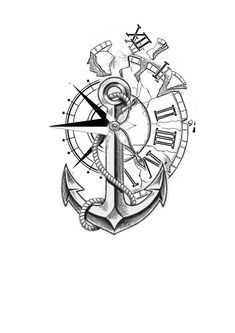 an anchor and compass tattoo design