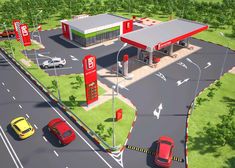 an artist's rendering of a gas station