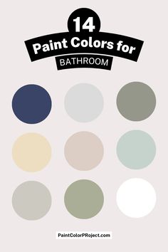 paint colors for bathroom with the title'14 paint colors for bathroom'in black and white