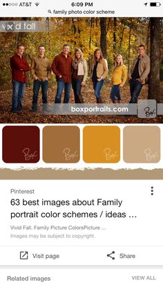 the color scheme for this family's fall photos is brown, yellow and orange