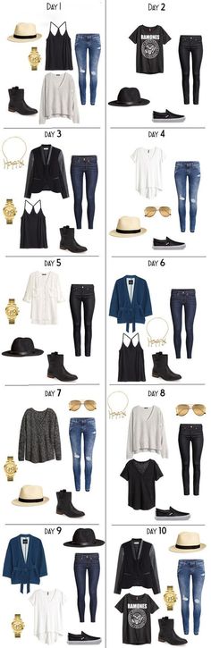 10 Days Days worth of outfits for a fall vacation packing list. The entire list is on the blog. #packinglist #packinglight #travellight #travelwardrobe: Europe Clothes, Lit Outfits, Travel Clothes, Neue Outfits, Packing Lists, Travel Outfits, Travel Wardrobe, Europe Trip, Mode Inspo