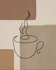 a drawing of a coffee cup with steam coming out of it's top saucer