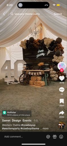 a horse drawn carriage sitting under a tent