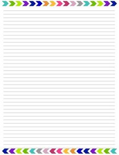 a colorful lined paper with an arrow pattern on the bottom and two lines in the middle