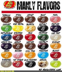 many flavors of jelly beans are shown in this poster