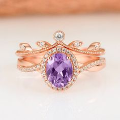 Amethyst Engagement Ring, Amethyst Ring Engagement, Gemstone Art, Couples Ring Set, Creating Jewelry, Birthstone Gifts, Wedding Ring Designs, February Birthstone, Solid Gold Jewelry