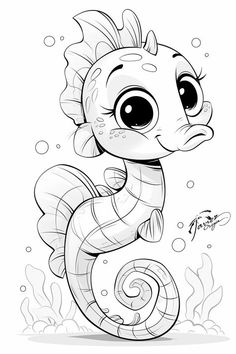 Ausmalseiten & Malbücher für Erwachsene und Kinder Cartoon Seahorse, Animal Coloring Books, Cartoon Coloring Pages, Flower Coloring Pages, Coloring Pages To Print, Mandala Coloring Pages, Art Drawings For Kids, Cute Coloring Pages, Animal Coloring Pages