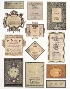 an assortment of different types of wedding and party cards with ornate designs on white paper