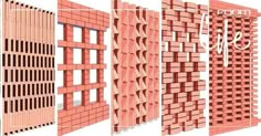 four different types of bricks are shown in this image, and each is made up of several