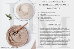 DIY All-Natural Re-Mineralizing Toothpaste: A Complete Guide Mineralizing Toothpaste, Benefits Of Bentonite Clay, Air Spirit, Bentonite Clay Benefits, Diy Toothpaste