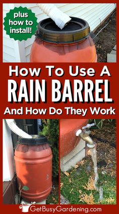 a rain barrel under a gutter spout Water Barrel Ideas Rainwater Harvesting, Rain Barrels Ideas Beautiful, Make A Rain Barrel, Diy Rain Barrel, Rain Barrel System, Barrels Diy, Rain Barrels, Water Barrel, Cabinet Paint