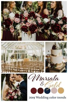 the wedding color scheme for marsala and gold