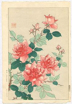 Chinese Painting, Flowers, Green, Pink