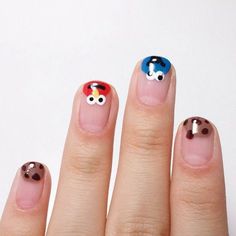 Nail Doodles Art Designs, Funny Nails Ideas, Goofy Nails, Shellac Nails Designs, Silly Nails, Nail Art Funky, Funny Nails, Fake Nails Designs, Cute Simple Nails