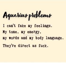 the words aquarius problems are written in black and white