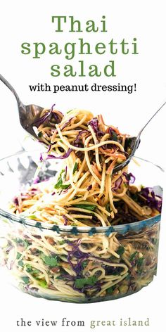 the cover of thai spaghetti salad with peanut dressing