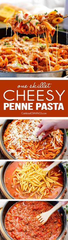 one skillet cheesy penne pasta is an easy and delicious dinner recipe