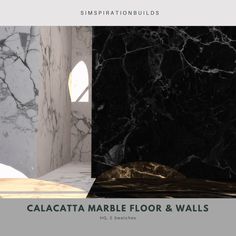 an image of marble floor and walls with the words calacatta marble floor and walls