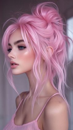 Pink Hair Full Head, Cool Pink Hair Color, Bubblegum Pink Hair Short, Cool Toned Blue Hair, Pink Hair Combos, Pink Hairstyles Black Women, Colored Hair Pink, Cute Haircolor, Hair Color Ideas Pink