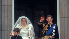 the royal family wave from the balcony of buckingham palace on their wedding day in london, england