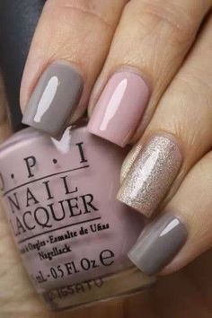 Pink and Grey Nails Nagel Design, Unghie Nail Art, Fall Nail Trends, Easy Nails, Her Nails, Gray Nails, Rocker Chic, Cool Nail Designs