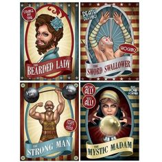 four different posters with the same man and woman