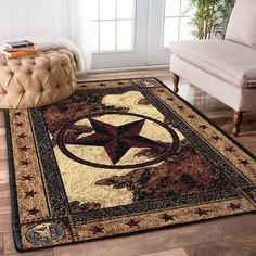 an area rug with a star on it