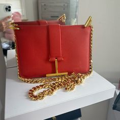 Immaculate Condition, Never Worn Tom Ford Modern Red Shoulder Bag With Metal Hardware, Modern Red Bag With Metal Hardware, Red Shoulder Bag With Metal Hardware For Evening, Evening Red Shoulder Bag With Metal Hardware, Red Evening Shoulder Bag With Metal Hardware, Red Luxury Bags With Metal Hardware, Luxury Red Bag With Metal Hardware, Luxury Red Bags With Metal Hardware, Formal Red Shoulder Bag With Metal Hardware