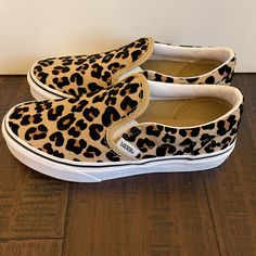 Brand New Never Worn. Youth Leopard Print Vans Size: Youth 3 Casual Vans Slip-ons With Round Toe, Vans Slip-ons With Round Toe For Spring, Casual Cream Sneakers With Soft Sole, Vans Slip-ons With Round Toe, Vans Canvas Shoes With Round Toe, Cute Vans Slip-on Sneakers, Leopard Print Vans, Vans Brown, Vans Kids