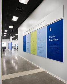 Custom Mur Wall-Mounted Acoustic Panels Values Wall Office, Core Values Office Wall Design, Corporate Gallery Wall, Core Values Wall Design, Commercial Wall Design, Company Design Office, Graphic Design Office Interior