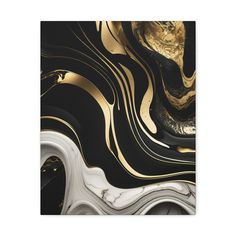 an abstract black and gold painting