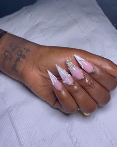 Long Acrylic Nail Designs, White Acrylic Nails, Really Cute Nails, Acrylic Nails Coffin Pink, Unique Acrylic Nails