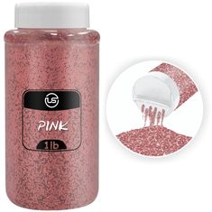 pink glitter bottle with white cap and lid