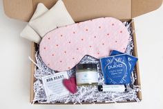 "Gift this cozy heart love inspired sleep care package to show someone how much you love them. Customize your gift box with gentle handcrafted items that are intended to promote restful sleep. Each item has been carefully selected to help the recipient enjoy  a calming self care bedtime ritual to help fall asleep more quickly & stay asleep longer. This Fall Asleep Gift Set contains one sleep mask of your choice packaged inside a box with crinkle paper & to and from note.  Add ons are available to customize your gift experience.   ORDERING  INCLUDED in gift box with crinkle cut paper: 🛌  Sleep Mask Customize with your gift set by choosing to add any of the following items to create a custom gift: 👄 Lavender Lip Balm  🍃 Sleep Salve ❤️ Pocket Hug Heart + Poem Card 🌾 Lavender Sachets ☕️ Pu Sleep Salve, Lavender Lip Balm, Heart Poem, Lavender Sleep, Sleep Box, Lavender For Sleep, Self Care Package, Rice Heating Pads, Sleep Gifts