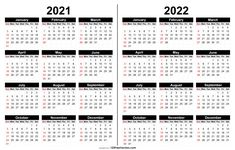 two black and white calendars for the year 2019 - 2020 with each month on one page