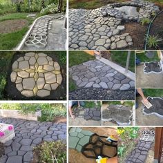 several pictures of different types of stepping stones