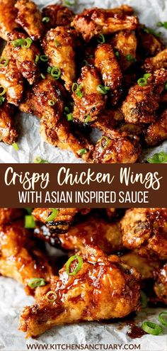 Sticky and Crispy Asian Chicken Wings. These Asian Chicken Wings are Sticky AND Crispy. The best party food ever! #ChickenWings #Wings #PartyFood #GameDay #Recipe #AsianFood Chicken Wings Aesthetic, Crispy Asian Chicken, Best Wing Sauce, Chicken Wing Sauce Recipes, Wings Aesthetic, Chicken Wing Marinade, Asian Chicken Wings, Wings Recipe Baked, Best Chicken Wing Recipe