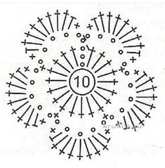 an image of a circle with crosses and numbers on it, as well as the number ten