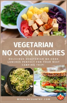 vegetarian no cook lunches with text overlay