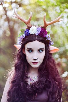 Deer People, Faerie Cosplay, Faun Cosplay, Satyr Costume, Dnd Cosplay, Faun Costume, Reindeer Makeup, Cosplay Tumblr