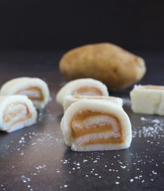 some kind of food that is on a table