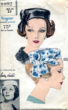 The 60s and 70s were known for the fabulous hats we used to wear! - Starts at 60 Patron Vintage, Fabric Sewing Patterns, Hat Patterns To Sew, Fashion Illustration Vintage, Vogue Pattern, Motif Vintage