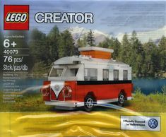 a lego box with a red and white camper