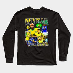 a black long sleeved shirt with the words neymar and two soccer players